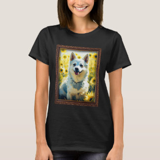 T-shirt Alaskan Klee Kai Painting Sunflower Flower Mom Wom