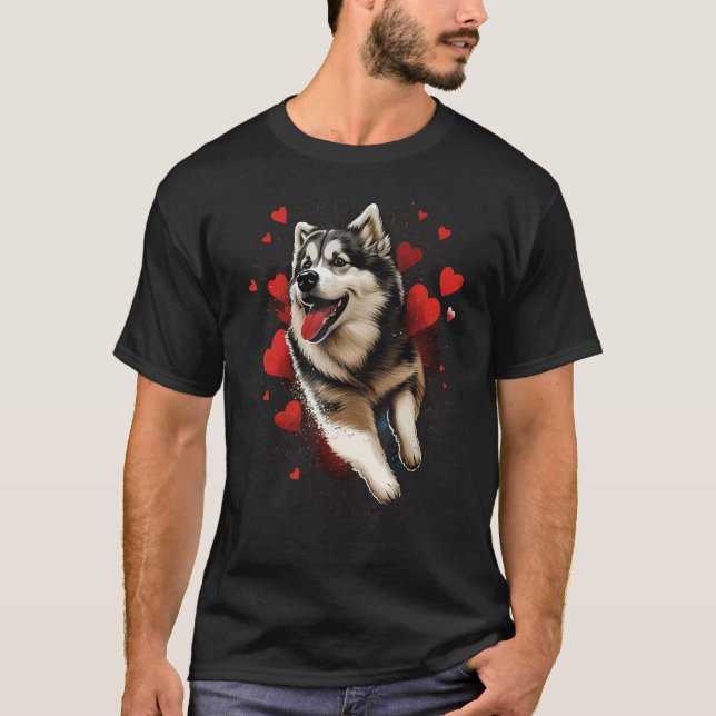 T-shirt Alaskan Malamute Love Heart on Alaskan Malamute (Devant)