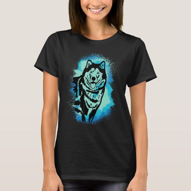 T-shirt Alaskan Malamute Paint Blue Design Dog Mom Dad_1 (Devant)