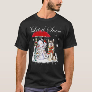 T-shirt Alaskien Malamute Père Noël Chien Noël Snowman Noë