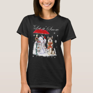 T-shirt Alaskien Malamute Père Noël Chien Noël Snowman Noë