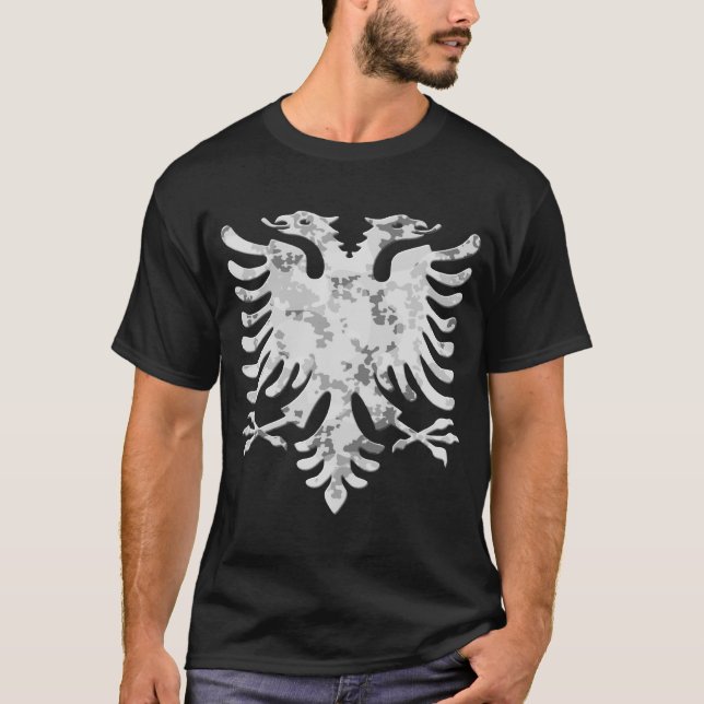 T-shirt Albanian Snow Camo Eagle 3D (Devant)