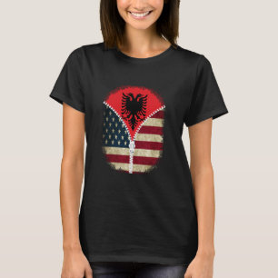 T-shirt Albanie Drapeau américain - États-Unis Zipper alba