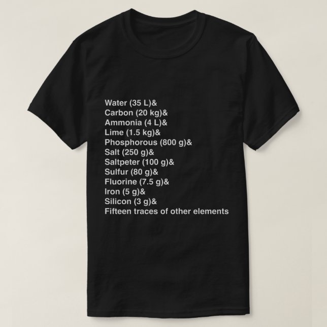 T-shirt Alchimiste Fullmetal - Ingrédients Pour Un Humain  (Design devant)
