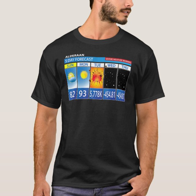 T-shirt Alderaan Prévision de 5 jours Prévisions météo (Devant)