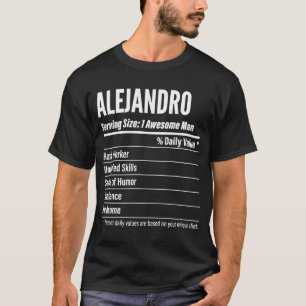 T-shirt Alejandro Les faits nutritionnels servant la taill