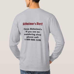 T-shirt Alerte d'Alzheimer avec numéro de téléphone per