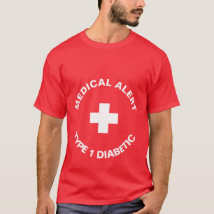 T-shirt Alerte Médicale personnalisée rouge diabétique