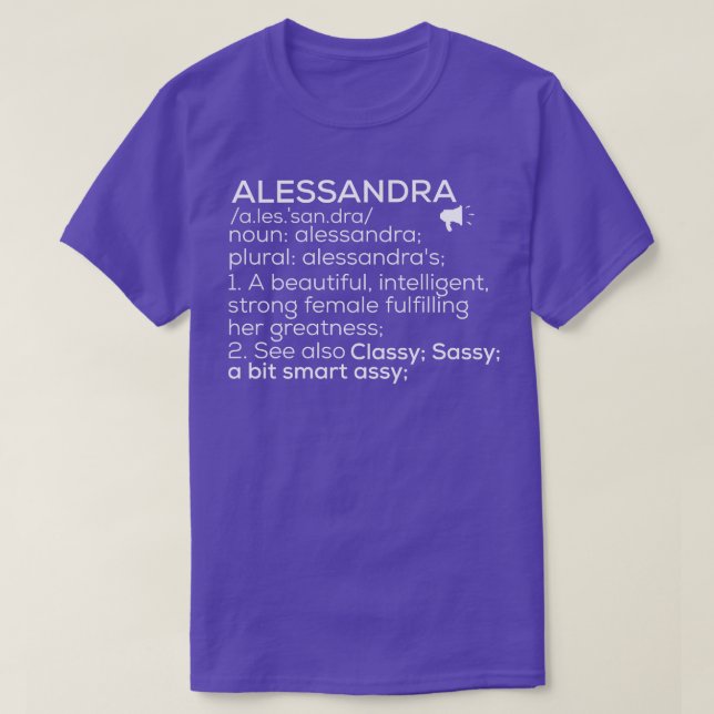 T-shirt Alessandra Nom Alessandra Définition Alessandra F (Design devant)