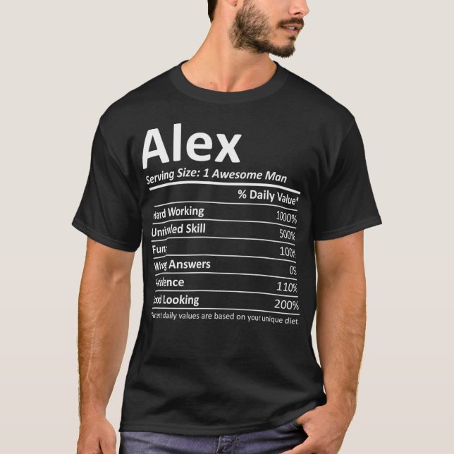 T-shirt ALEX Nutrition drôle Anniversaire Nom personnalisé (Devant)