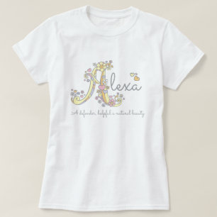 T-shirt Alexa filles nom signifiant monogramme dames t