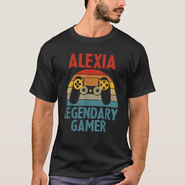 T-shirt ALEXIA Nom cadeau Personnalisé Funny Gaming Geek B (Devant)
