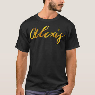 T-shirt Alexis Nom Lettre main en lettres or