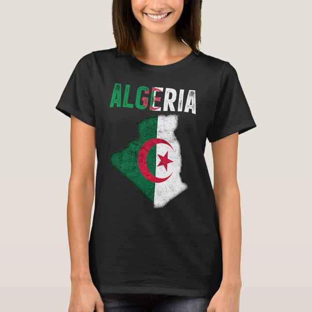 T-shirt Algerian Algeria Country Map Flag (Devant)