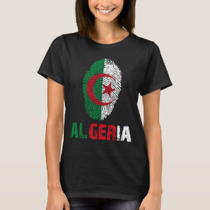 T-shirt ALGÉRIE Empreinte digitale Drapeau J'aime Voyage A
