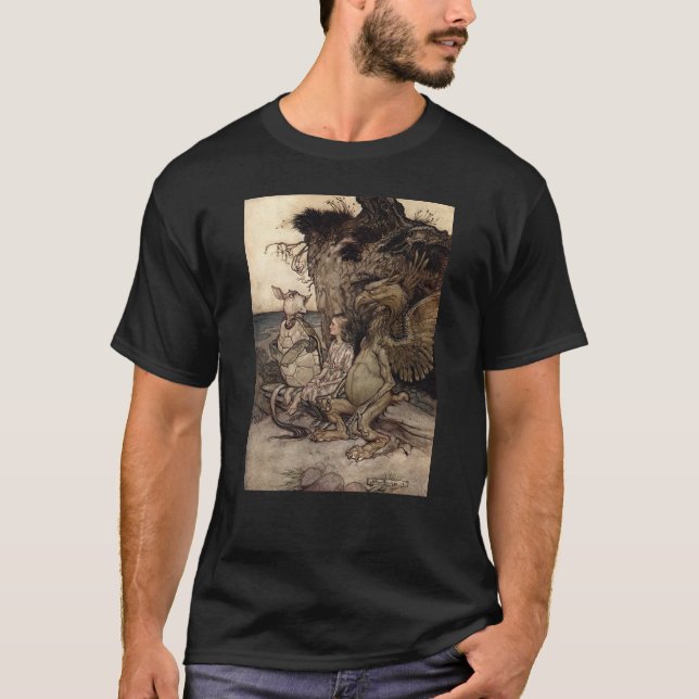 T-shirt Alice avec le Gryphon et la Fausse tortue (Devant)
