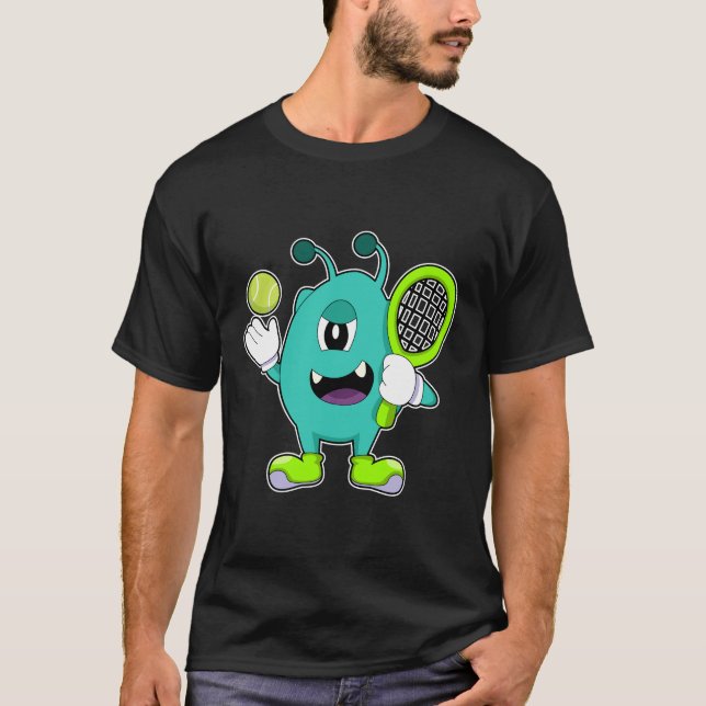 T-shirt Alien à Tennis avec raquette de tennis (Devant)