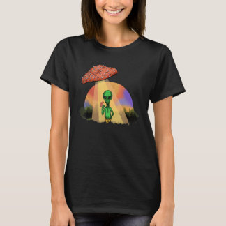 T-shirt Alien Abducted UFO Mushroom Psychedelic Trippy Out