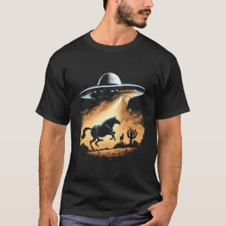 T-shirt Alien Abduction Horse UFO Spaceship Extraterrestri