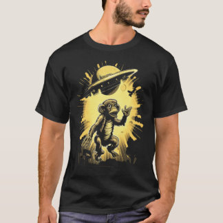 T-shirt Alien Abduction Monkey Ape UFO Spaceship Extraterr