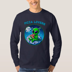 T-shirt Alien amoureux de la pizza sur la Lune Cosmic am
