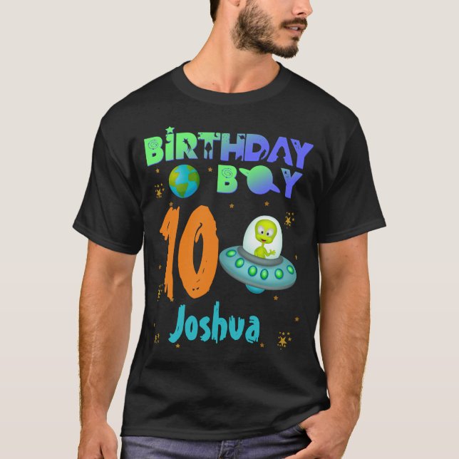 T-shirt Alien Anniversaire Boy Party Thème Spacship (Devant)