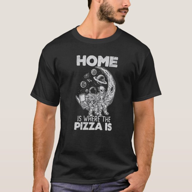 T-shirt Alien Astronaut Eating Pizza In The Cosmos  Pizza (Devant)