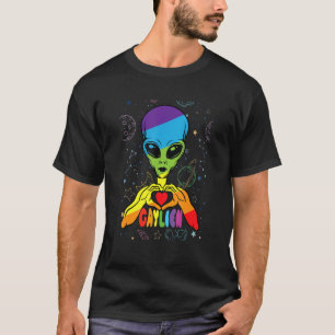 T-shirt Alien Avec Un Gay pride Gay Coeur Lesbian Gaylien