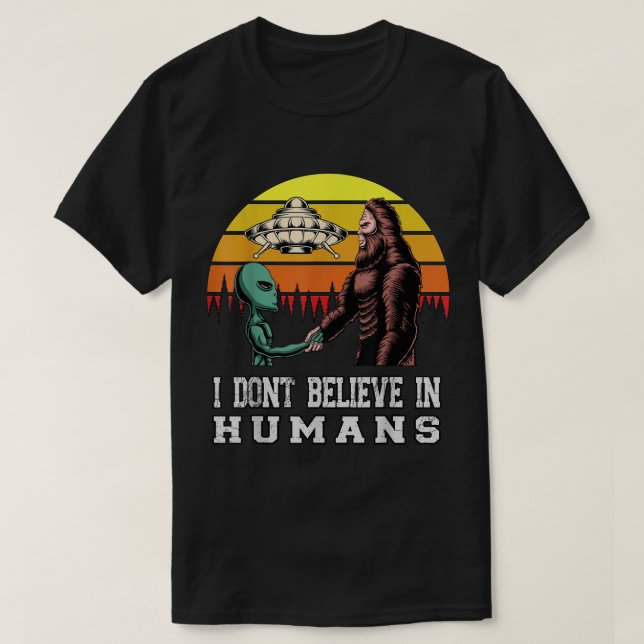 T-shirt Alien Bigfoot UFO Retro Funny Design (Design devant)