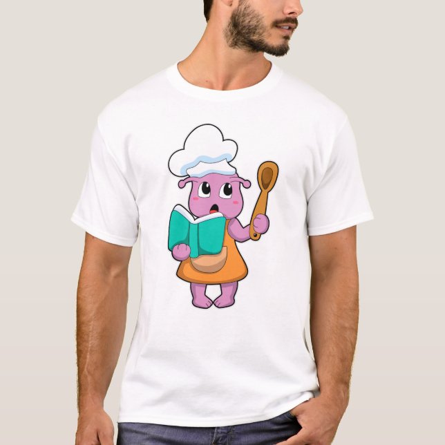 T-shirt Alien comme cuisinier avec Cookbook (Devant)