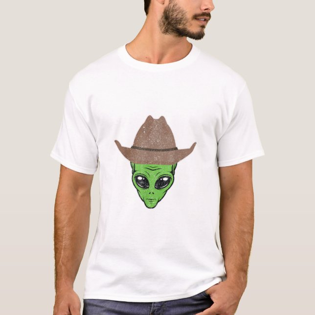 T-shirt Alien Cowboy Casquette Drôle cadeau d'Halloween po (Devant)