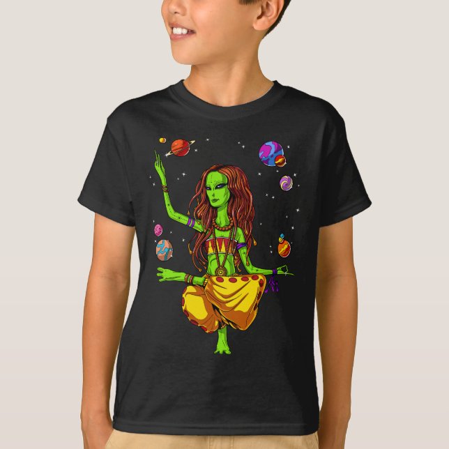 T-shirt Alien de l'espace Hippie Yoga Zen méditation Psych (Devant)
