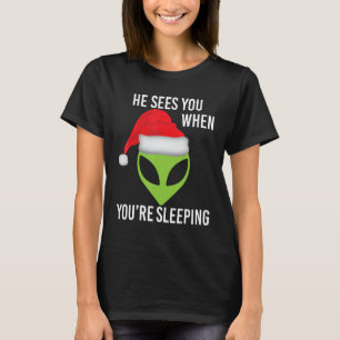 T-shirt Alien de l'espace vert Noël Père Noël OVNI Mar