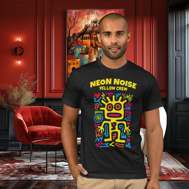 T-shirt Alien de néon jaune - Funky Pop Art Character (Créateur téléchargé)