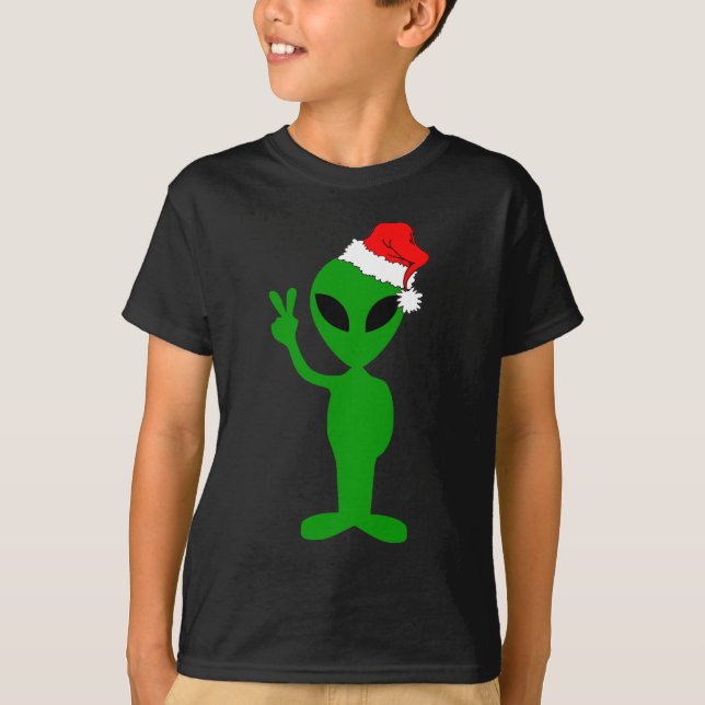 T-shirt Alien drôle père Noël de paix (Devant)