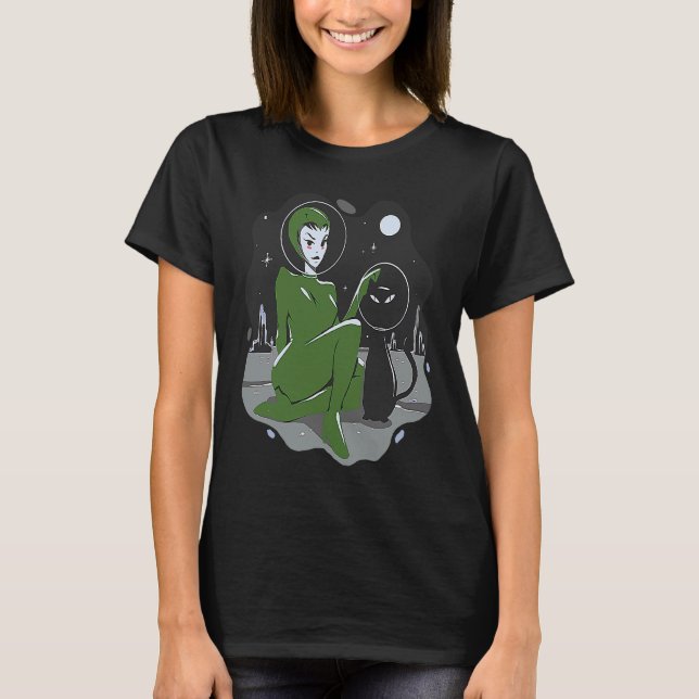 T-shirt alien espace aliens ufo costume chat femme (Devant)