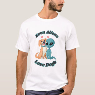 T-shirt Alien et chien. Même les Aliens aiment les chiens.