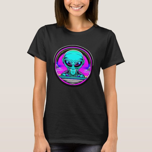 T-shirt Alien extra-terrestre volant un OVNI (Devant)