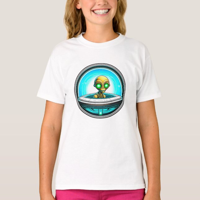 T-shirt Alien extra-terrestre volant un OVNI (Devant)