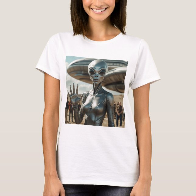 T-shirt ALIEN Femme HELLO (Devant)