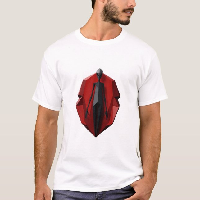 T-shirt alien gris sur un espace en pierre de sang (Devant)