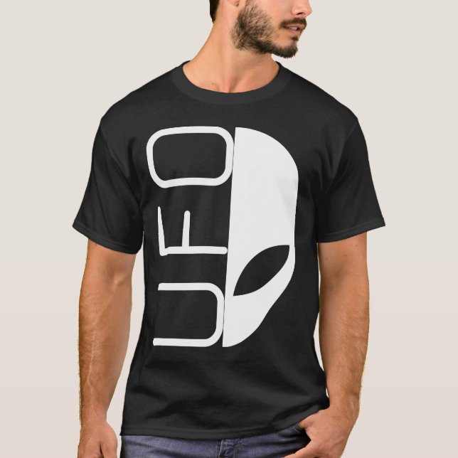 T-shirt Alien Invasion Half Face UFO Typography Design (Devant)