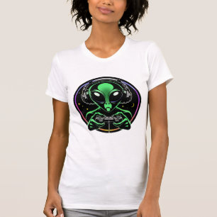 T-shirt Alien Jouant Aux Jeux Vidéo Stellar Button Smash