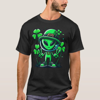 T-shirt Alien Jour de la Saint Patrick Shamrock Irish Holi