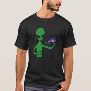 T-shirt Alien Mangeant Une Partie De Galaxy Pizza Drôle