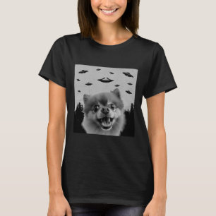 T-shirt Alien OVNI Drôle Poméranie Amoureux des chiens Hom