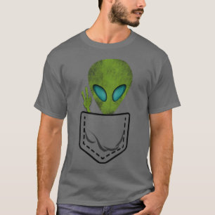 T-shirt Alien Pocket Cool Funny mignon Paix OVNI cadeau