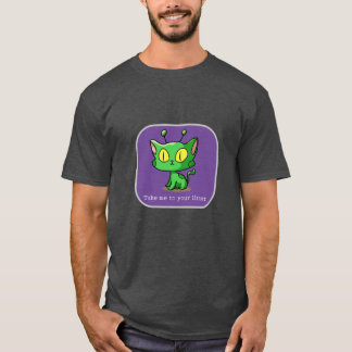 T-shirt alien pour chat "Emmenez-moi à votre Litte