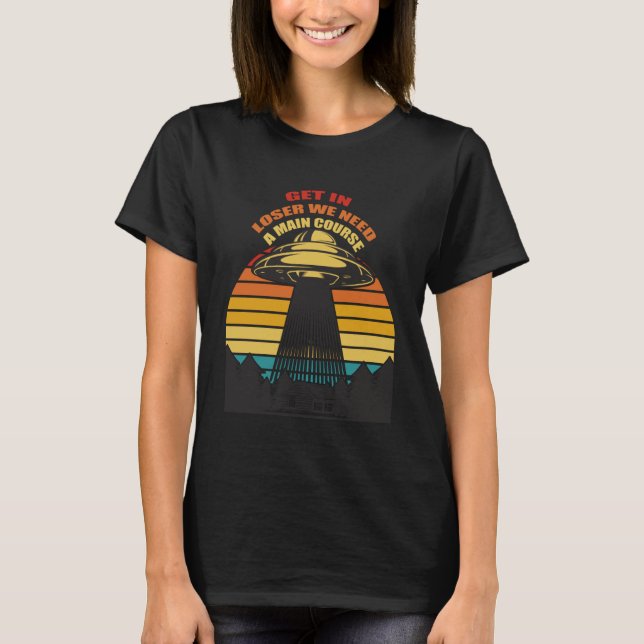 T-shirt Alien rétro d'enlèvement UFO (Devant)