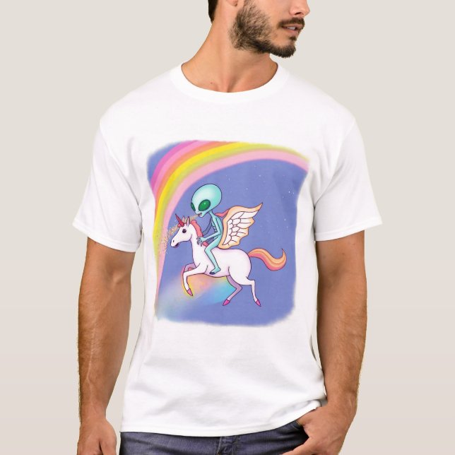 T-shirt Alien riding a Pegasus (Devant)